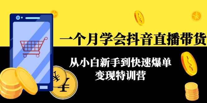 一个月学会抖音直播带货：从小白新手到快速爆单变现特训营(63节课)网创吧-网创项目资源站-副业项目-创业项目-搞钱项目搞钱网创吧