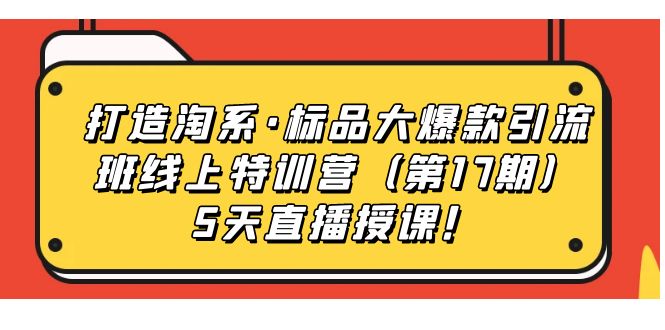 打造淘系·标品大爆款引流班线上特训营5天直播授课！网创吧-网创项目资源站-副业项目-创业项目-搞钱项目搞钱网创吧
