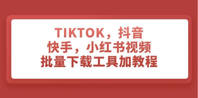 TIKTOK，抖音，快手，小红书视频批量下载工具加教程网创吧-网创项目资源站-副业项目-创业项目-搞钱项目搞钱网创吧