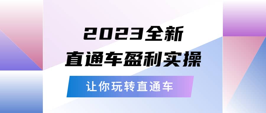 2023全新直通车·盈利实操：从底层，策略到搭建，让你玩转直通车网创吧-网创项目资源站-副业项目-创业项目-搞钱项目搞钱网创吧