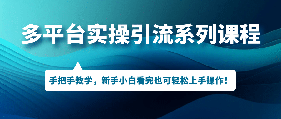多平台实操引流系列课程，手把手教学，新手小白看完也可轻松上手引流操作网创吧-网创项目资源站-副业项目-创业项目-搞钱项目搞钱网创吧