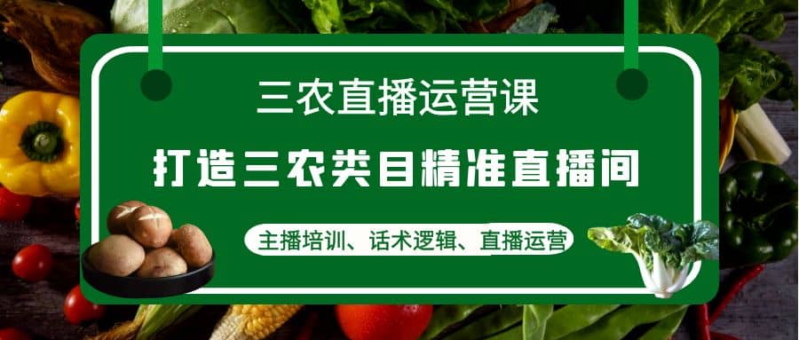 三农直播运营课：打造三农类目精准直播间，主播培训、话术逻辑、直播运营搞钱网创吧-网创项目资源站-副业项目-创业项目-搞钱项目搞钱网创吧