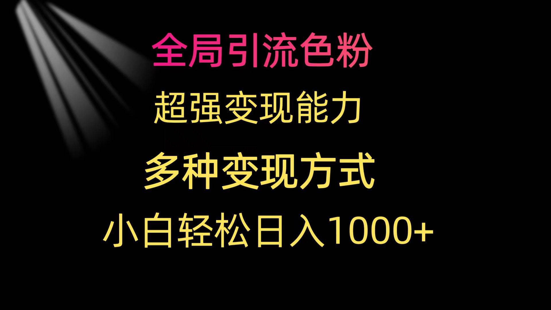 全局引流色粉 超强变现能力 多种变现方式 小白轻松日入1000+网创吧-网创项目资源站-副业项目-创业项目-搞钱项目搞钱网创吧