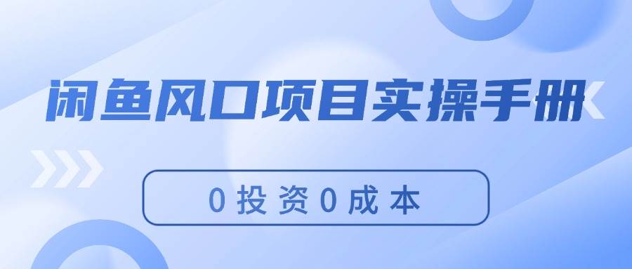 闲鱼风口项目实操手册，0投资0成本，让你做到，月入过万，新手可做搞钱网创吧-网创项目资源站-副业项目-创业项目-搞钱项目搞钱网创吧