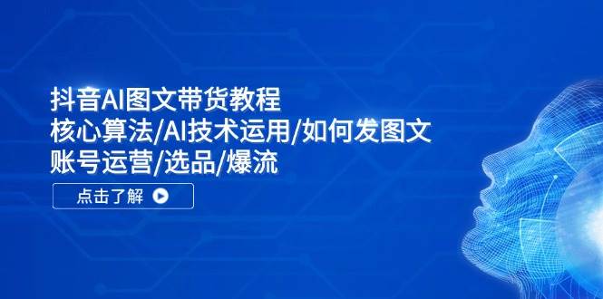 抖音AI图文带货教程：核心算法/AI技术运用/如何发图文/账号运营/选品/爆流搞钱网创吧-网创项目资源站-副业项目-创业项目-搞钱项目搞钱网创吧