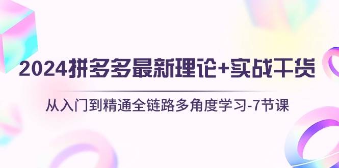 2024拼多多 最新理论+实战干货，从入门到精通全链路多角度学习-7节课搞钱网创吧-网创项目资源站-副业项目-创业项目-搞钱项目搞钱网创吧