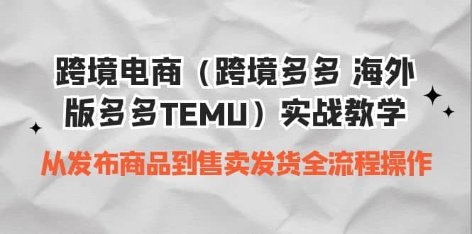 跨境电商（跨境多多 海外版多多TEMU）实操教学 从发布商品到售卖发货全流程搞钱网创吧-网创项目资源站-副业项目-创业项目-搞钱项目搞钱网创吧