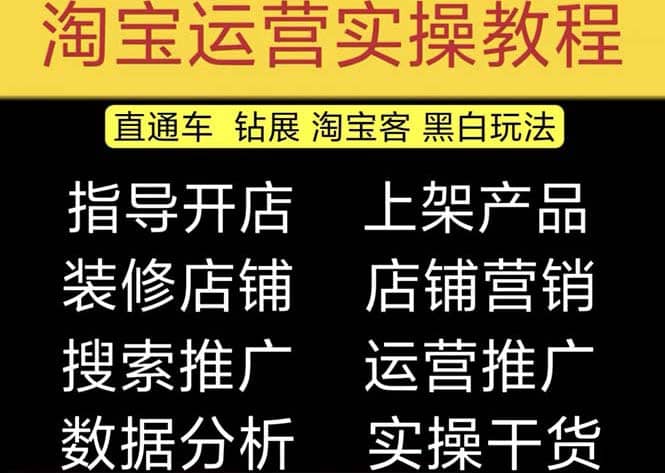 2023淘宝开店教程0基础到高级全套视频网店电商运营培训教学课程（2月更新）网创吧-网创项目资源站-副业项目-创业项目-搞钱项目搞钱网创吧