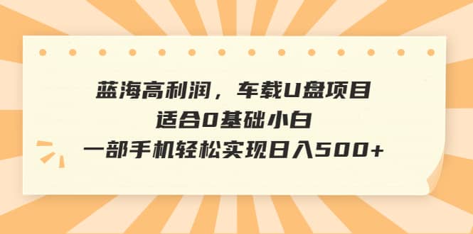 蓝海高利润，车载U盘项目，适合0基础小白，一部手机轻松实现日入500+网创吧-网创项目资源站-副业项目-创业项目-搞钱项目搞钱网创吧