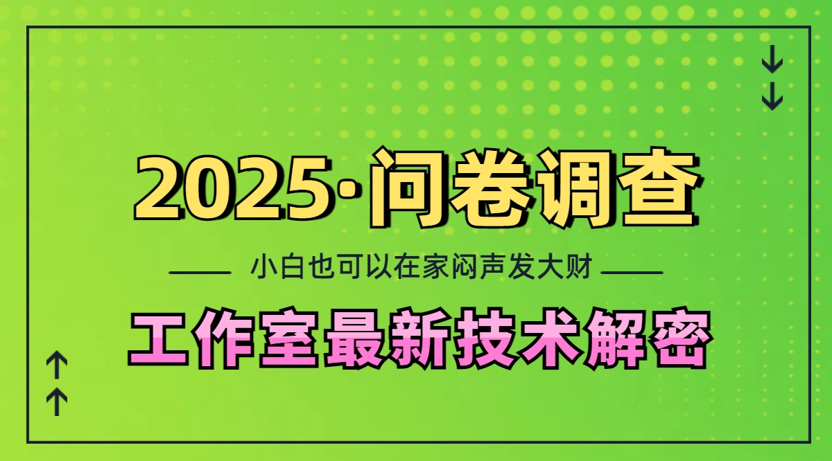 2025《问卷调查》最新工作室技术解密：一个人在家也可以闷声发大财，小白一天200+，可矩阵放大网创吧-网创项目资源站-副业项目-创业项目-搞钱项目搞钱网创吧