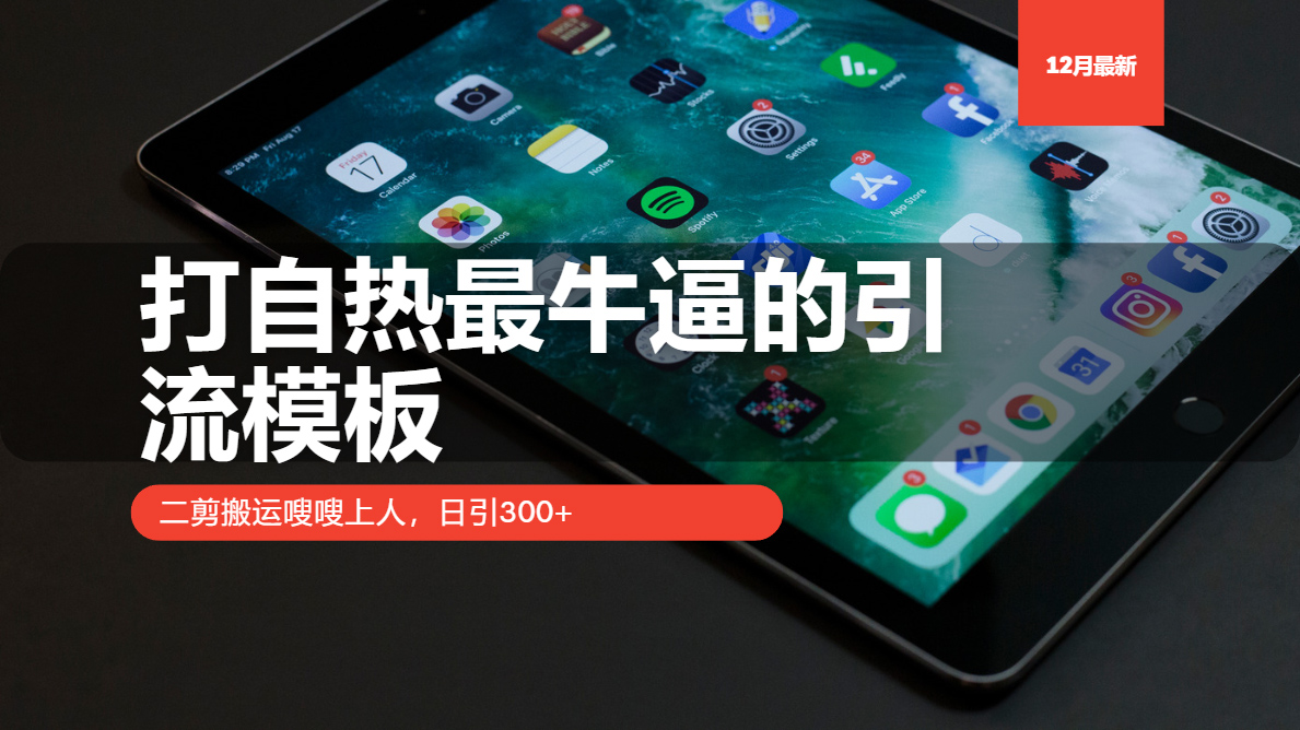 打自热最牛逼的引流模板，日引300+，二剪搬运嗖嗖上人网创吧-网创项目资源站-副业项目-创业项目-搞钱项目搞钱网创吧