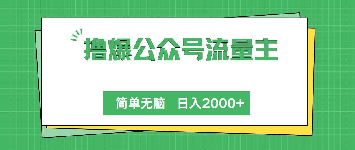撸爆公众号流量主，简单无脑，单日变现2000+搞钱网创吧-网创项目资源站-副业项目-创业项目-搞钱项目搞钱网创吧