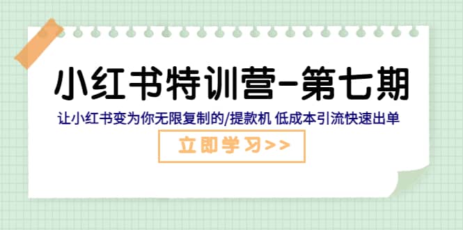 小红书特训营-第七期 让小红书变为你无限复制的/提款机 低成本引流快速出单搞钱网创吧-网创项目资源站-副业项目-创业项目-搞钱项目搞钱网创吧