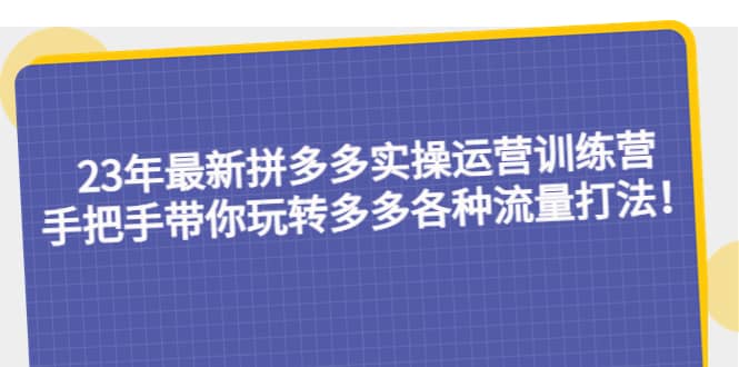23年最新拼多多实操运营训练营：手把手带你玩转多多各种流量打法！搞钱网创吧-网创项目资源站-副业项目-创业项目-搞钱项目搞钱网创吧