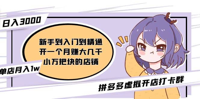 拼多多虚拟开店打卡群：新手到入门到精通网创吧-网创项目资源站-副业项目-创业项目-搞钱项目搞钱网创吧