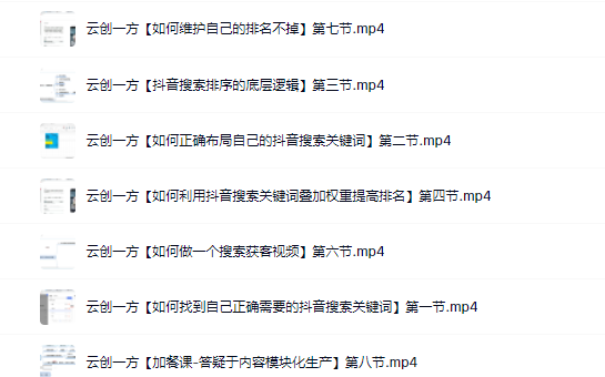 云创一方2022抖音SEO系列课程，教你如何快速上抖音搜索排名第一网创吧-网创项目资源站-副业项目-创业项目-搞钱项目搞钱网创吧