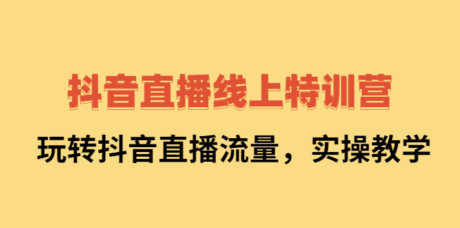 抖音直播线上特训营：玩转抖音直播流量，实操教学网创吧-网创项目资源站-副业项目-创业项目-搞钱项目搞钱网创吧