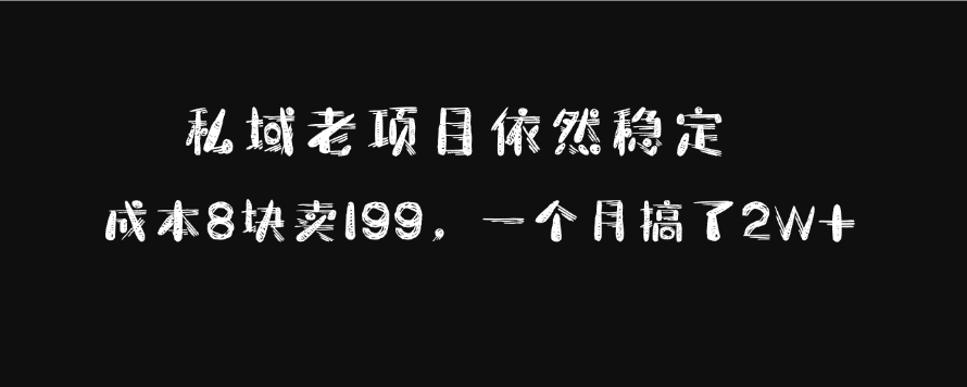 私域老项目依然稳定，成本8块卖199，一个月搞了2W+搞钱网创吧-网创项目资源站-副业项目-创业项目-搞钱项目搞钱网创吧
