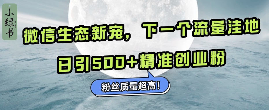 微信生态新宠小绿书：下一个流量洼地，粉丝质量超高，日引500+精准创业粉，网创吧-网创项目资源站-副业项目-创业项目-搞钱项目搞钱网创吧