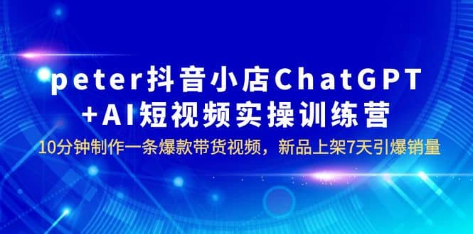 peter抖音小店ChatGPT+AI短视频实训 10分钟做一条爆款带货视频 7天引爆销量网创吧-网创项目资源站-副业项目-创业项目-搞钱项目搞钱网创吧