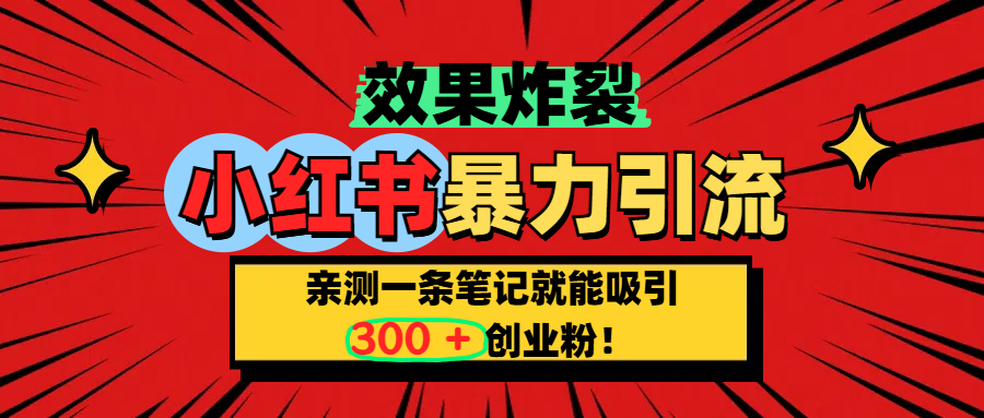 小红书炸裂玩法，亲测一条笔记就能吸引300+精准创业粉！网创吧-网创项目资源站-副业项目-创业项目-搞钱项目搞钱网创吧