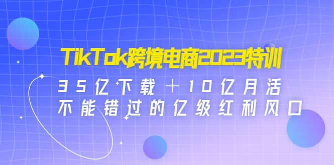 TikTok跨境电商2023特训：35亿下载＋10亿月活，不能错过的亿级红利风口网创吧-网创项目资源站-副业项目-创业项目-搞钱项目搞钱网创吧