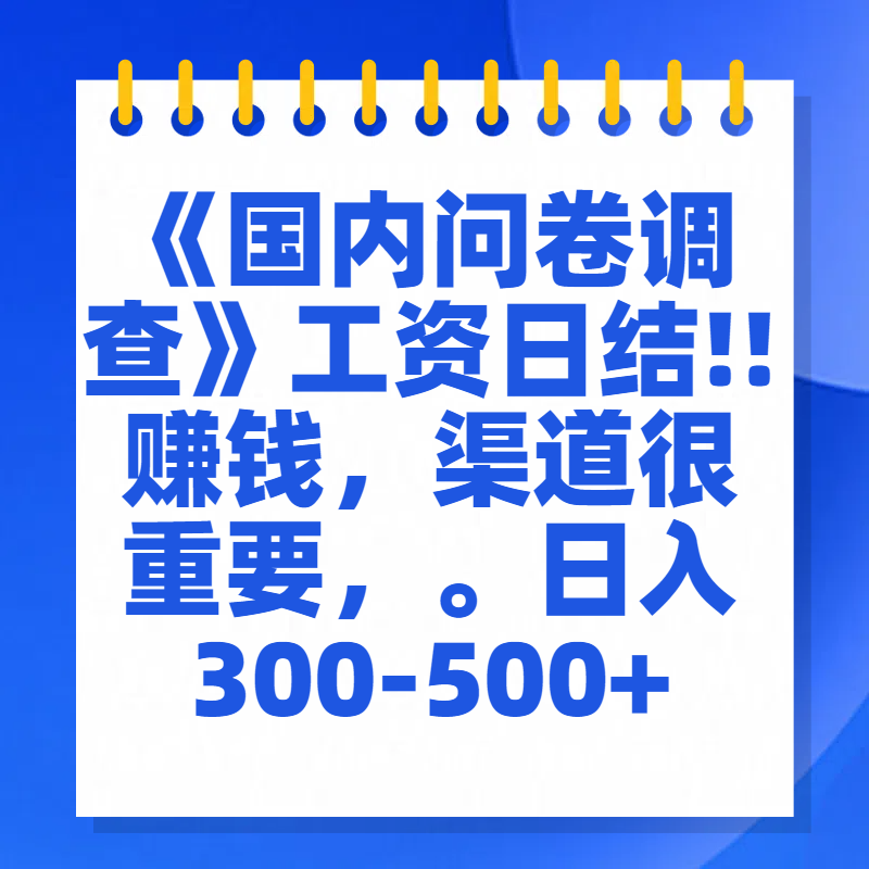 问卷调查答题，一个人在家也可以闷声发大财，小白一天2张，【揭秘】搞钱网创吧-网创项目资源站-副业项目-创业项目-搞钱项目搞钱网创吧