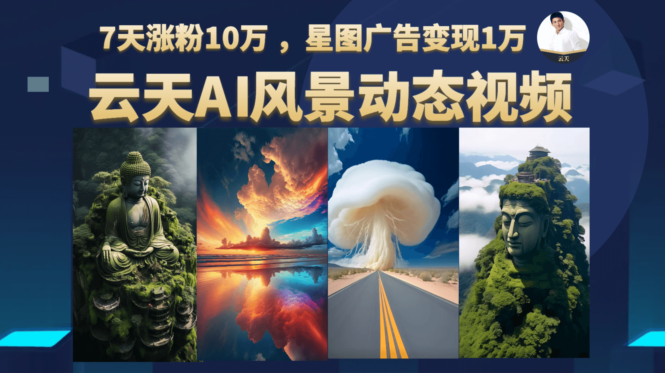 云天AI风景动图视频制作，7天涨粉10万 ，星图广告变现1万网创吧-网创项目资源站-副业项目-创业项目-搞钱项目搞钱网创吧