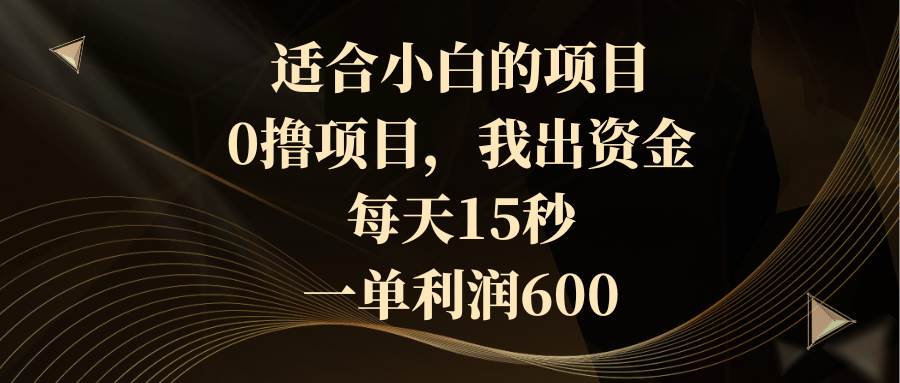适合小白的项目，0撸项目，我出资金，每天15秒，一单利润600网创吧-网创项目资源站-副业项目-创业项目-搞钱项目搞钱网创吧