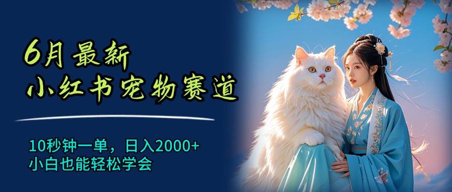 6月最新小红书宠物赛道，10秒钟一单，日入2000+，小白也能轻松学会网创吧-网创项目资源站-副业项目-创业项目-搞钱项目搞钱网创吧