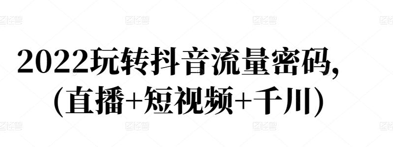 2022玩转抖音流量密码，(直播+短视频+千川)搞钱网创吧-网创项目资源站-副业项目-创业项目-搞钱项目搞钱网创吧