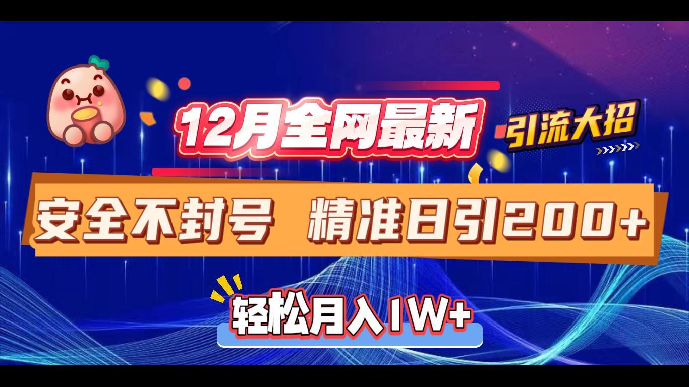 12月全网最新引流大招 安全不封号 日引精准粉200+网创吧-网创项目资源站-副业项目-创业项目-搞钱项目搞钱网创吧