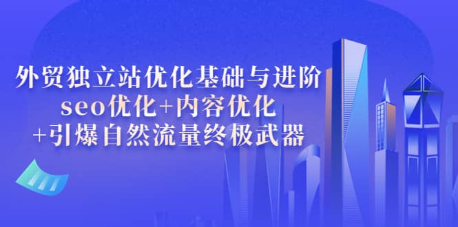 外贸独立站优化基础与进阶，seo优化+内容优化+引爆自然流量终极武器网创吧-网创项目资源站-副业项目-创业项目-搞钱项目搞钱网创吧