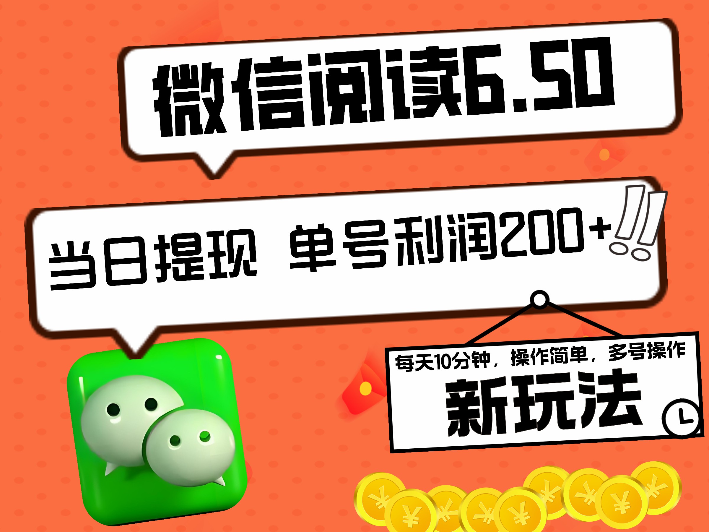 2024最新微信阅读6.50新玩法，5-10分钟 日利润200+，0成本当日提现，可矩阵多号操作搞钱网创吧-网创项目资源站-副业项目-创业项目-搞钱项目搞钱网创吧