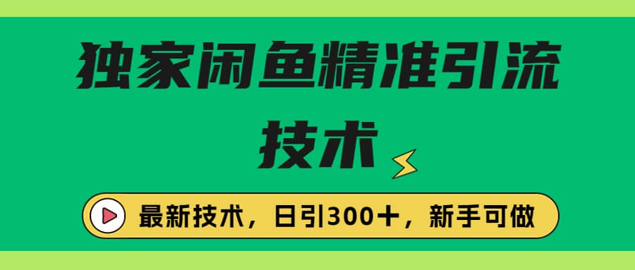 独家闲鱼引流技术，日引300＋实战玩法网创吧-网创项目资源站-副业项目-创业项目-搞钱项目搞钱网创吧