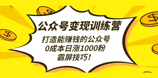 公众号变现训练营（第3期）网创吧-网创项目资源站-副业项目-创业项目-搞钱项目搞钱网创吧