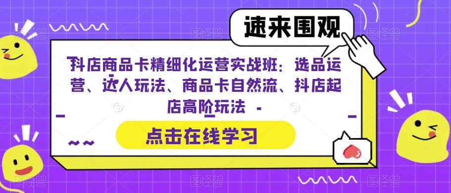 抖店商品卡精细化运营实操班：选品运营、达人玩法、商品卡自然流、抖店起店网创吧-网创项目资源站-副业项目-创业项目-搞钱项目搞钱网创吧