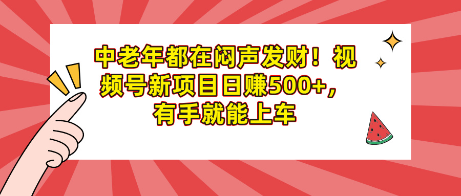 中老年都在闷声发财！视频号新项目日赚500+，有手就能上车搞钱网创吧-网创项目资源站-副业项目-创业项目-搞钱项目搞钱网创吧