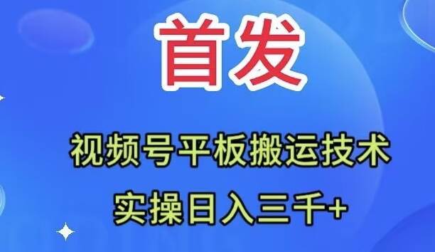 全网首发：视频号平板搬运技术，实操日入三千＋网创吧-网创项目资源站-副业项目-创业项目-搞钱项目搞钱网创吧