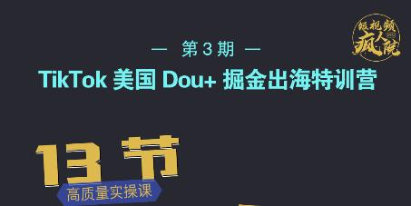 TikTok美国Dou+掘金出海特训营，美国dou+成功投放95%网创吧-网创项目资源站-副业项目-创业项目-搞钱项目搞钱网创吧
