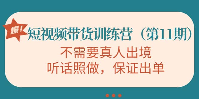 短视频带货训练营（第11期），不需要真人出境，听话照做，保证出单网创吧-网创项目资源站-副业项目-创业项目-搞钱项目搞钱网创吧