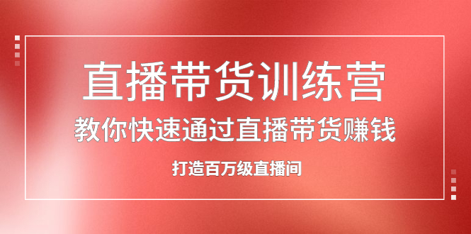 直播带货训练营，教你快速通过直播带货赚钱，打造百万级直播间网创吧-网创项目资源站-副业项目-创业项目-搞钱项目搞钱网创吧