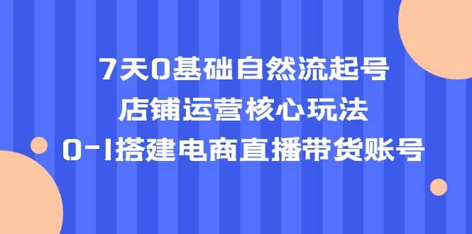 7天0基础自然流起号，店铺运营核心玩法，0-1搭建电商直播带货账号搞钱网创吧-网创项目资源站-副业项目-创业项目-搞钱项目搞钱网创吧