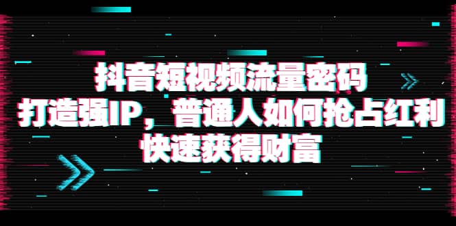 抖音短视频流量密码：打造强IP，普通人如何抢占红利，快速获得财富搞钱网创吧-网创项目资源站-副业项目-创业项目-搞钱项目搞钱网创吧