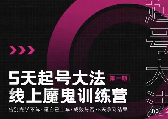 五天起号魔鬼训练营，告别光学不练，逼自己上车，成败与否，5天拿到结果网创吧-网创项目资源站-副业项目-创业项目-搞钱项目搞钱网创吧