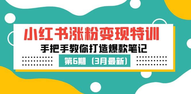 小红书涨粉变现特训·第6期，手把手教你打造爆款笔记（3月新课）网创吧-网创项目资源站-副业项目-创业项目-搞钱项目搞钱网创吧