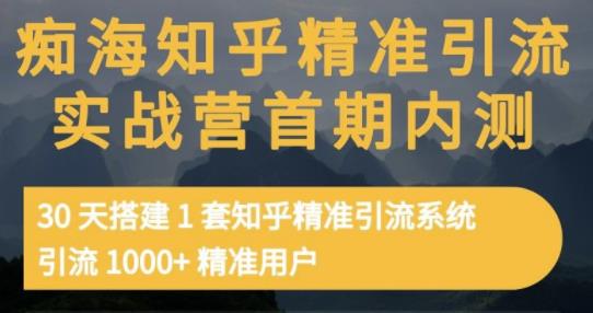 痴海知乎精准引流实战营1-2期，30天搭建1套知乎精准引流系统，引流1000+精准用户网创吧-网创项目资源站-副业项目-创业项目-搞钱项目搞钱网创吧