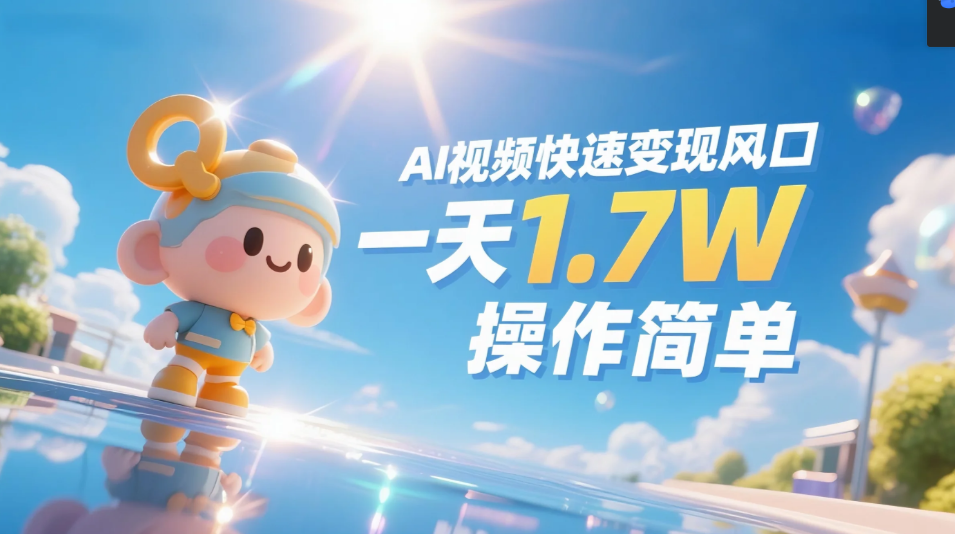《Ai视频变现风口，一天1.7W，收入无上限，操作简单》网创吧-网创项目资源站-副业项目-创业项目-搞钱项目搞钱网创吧