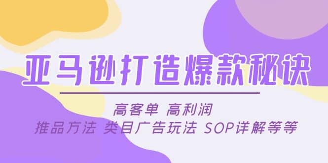 亚马逊打造爆款秘诀：高客单 高利润 推品方法 类目广告玩法 SOP详解等等网创吧-网创项目资源站-副业项目-创业项目-搞钱项目搞钱网创吧