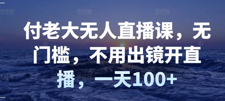 付老大无人直播课，无门槛，不用出镜开直播，一天100+搞钱网创吧-网创项目资源站-副业项目-创业项目-搞钱项目搞钱网创吧